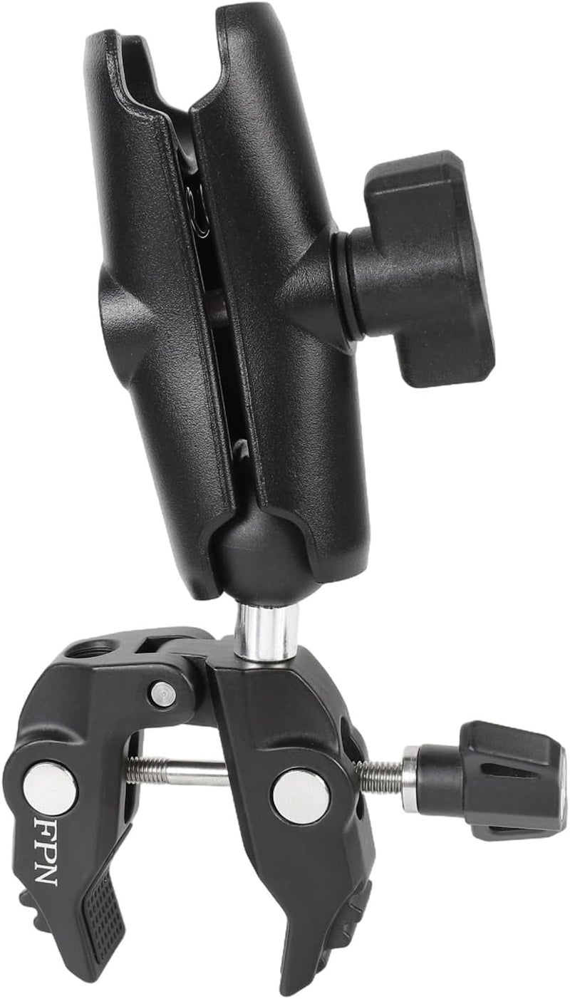 FPN 1'' Ball Handlebar Base Mount Strong Rod Clamp with 3.54'' Length Double Socket Arm for Rails 0.5" to 2.0" in Dia, Compatible with RAM Mounts & Bike Motorcycle Phone Mount Holder - Image 1